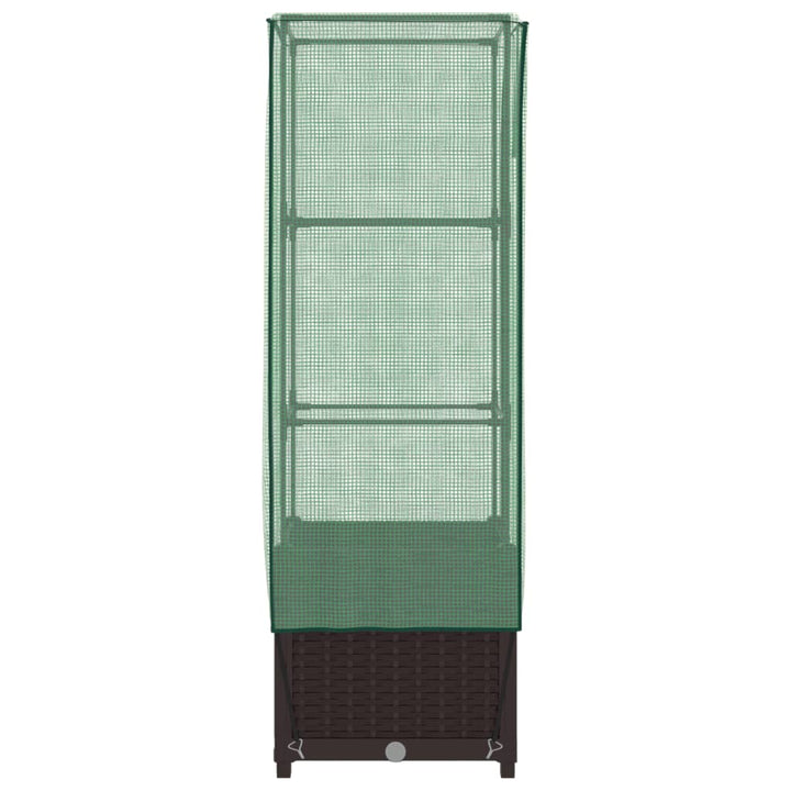højbed med drivhusovertræk 40x40x139 cm rattan-look