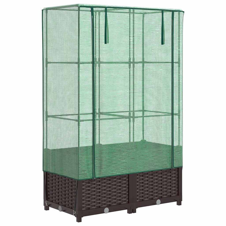 højbed med drivhusovertræk 80x40x138 cm rattan-look