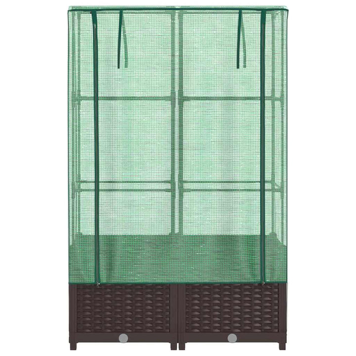 højbed med drivhusovertræk 80x40x138 cm rattan-look