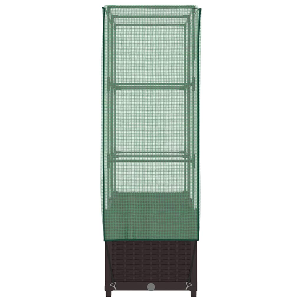 højbed med drivhusovertræk 80x40x138 cm rattan-look