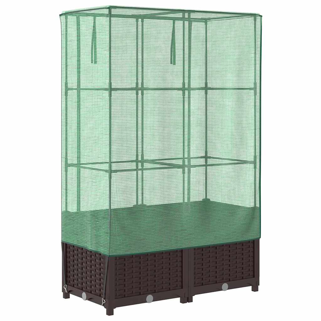højbed med drivhusovertræk 80x40x138 cm rattan-look