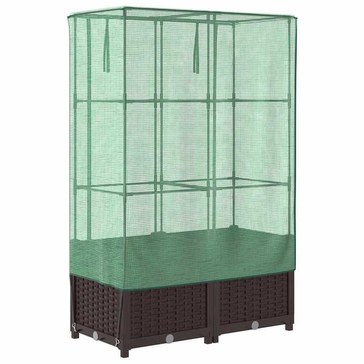 højbed med drivhusovertræk 80x40x138 cm rattan-look