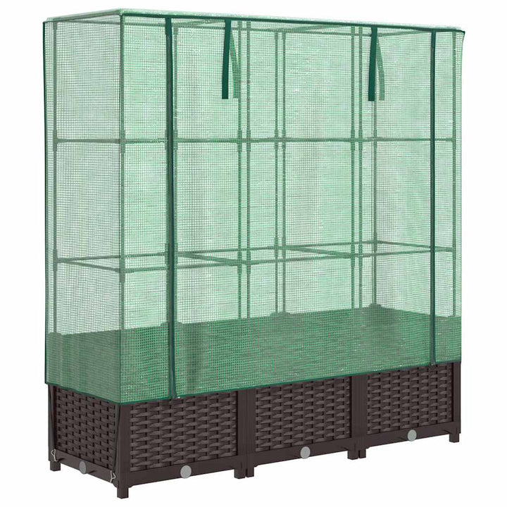 højbed med drivhusovertræk 120x40x138 cm rattan-look