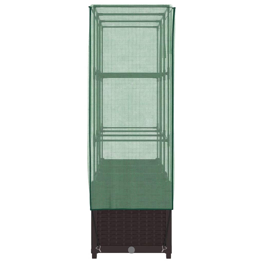 højbed med drivhusovertræk 120x40x138 cm rattan-look