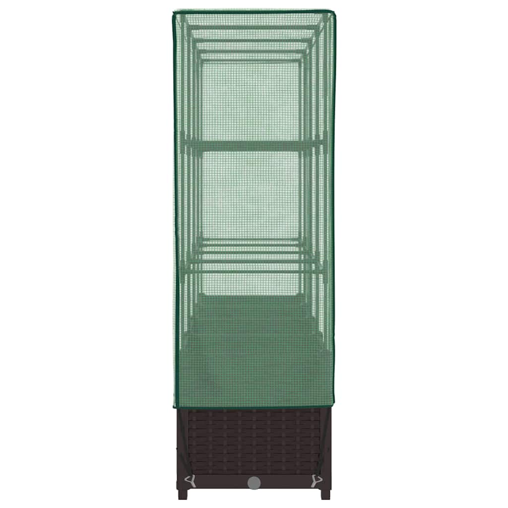 højbed med drivhusovertræk 160x40x138 cm rattan-look