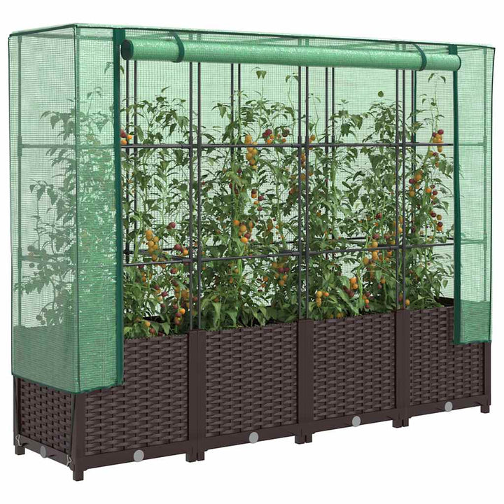 højbed med drivhusovertræk 160x40x138 cm rattan-look