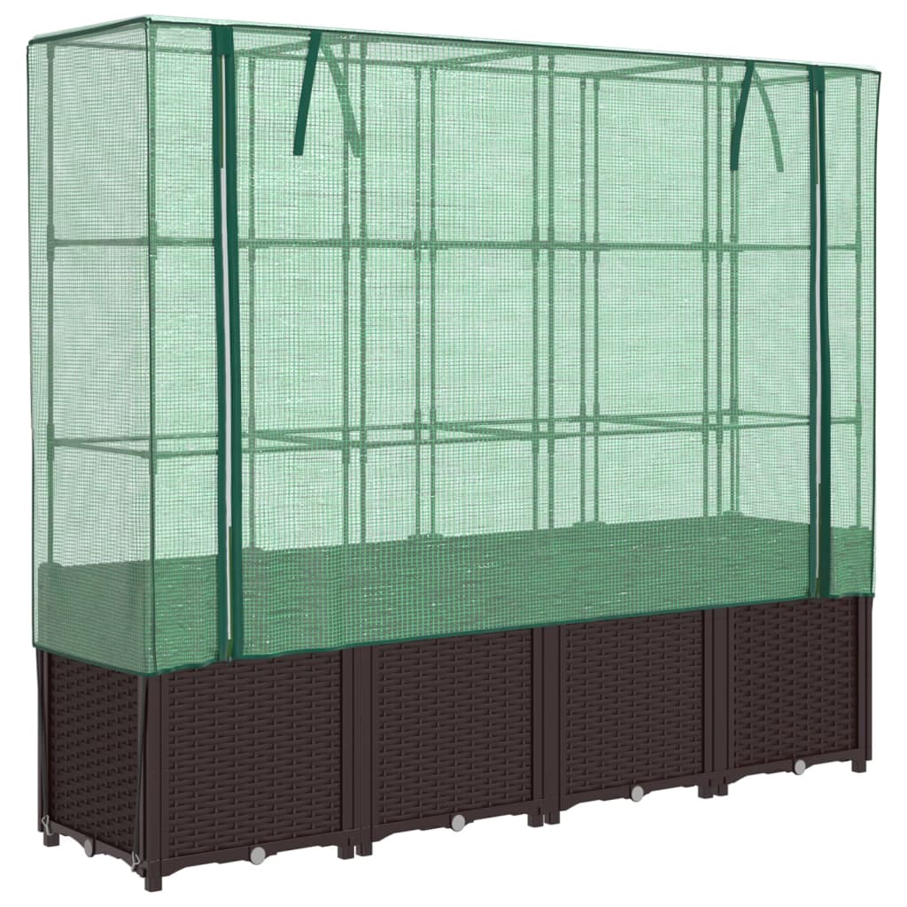 højbed med drivhusovertræk 160x40x153 cm rattan-look