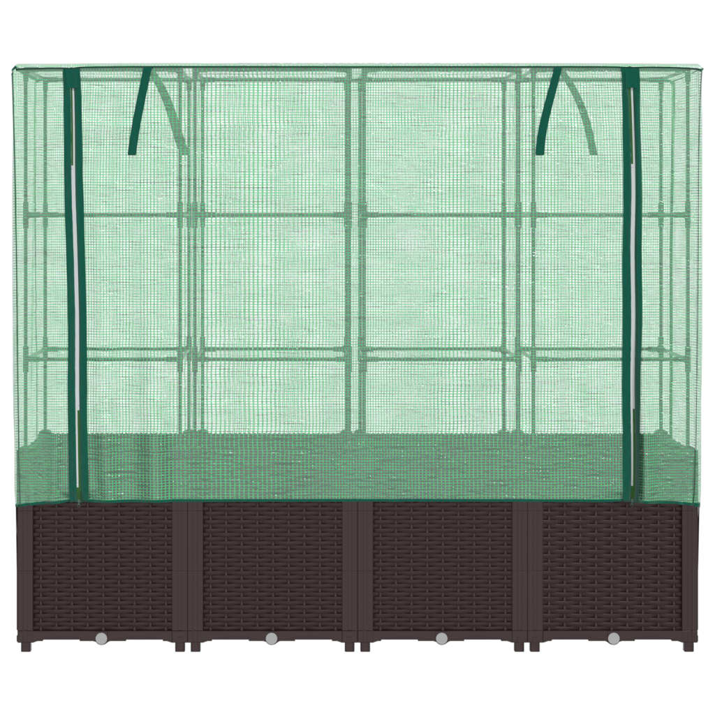 højbed med drivhusovertræk 160x40x153 cm rattan-look