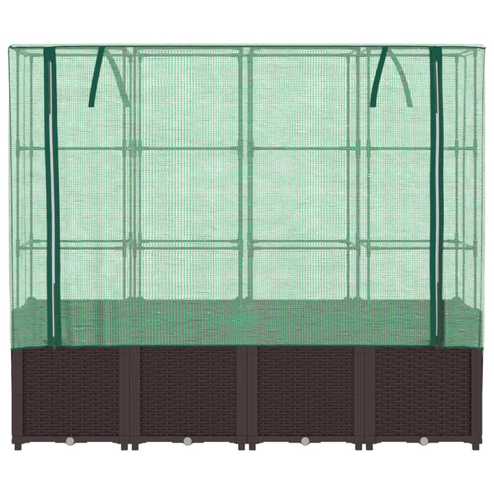 højbed med drivhusovertræk 160x40x153 cm rattan-look