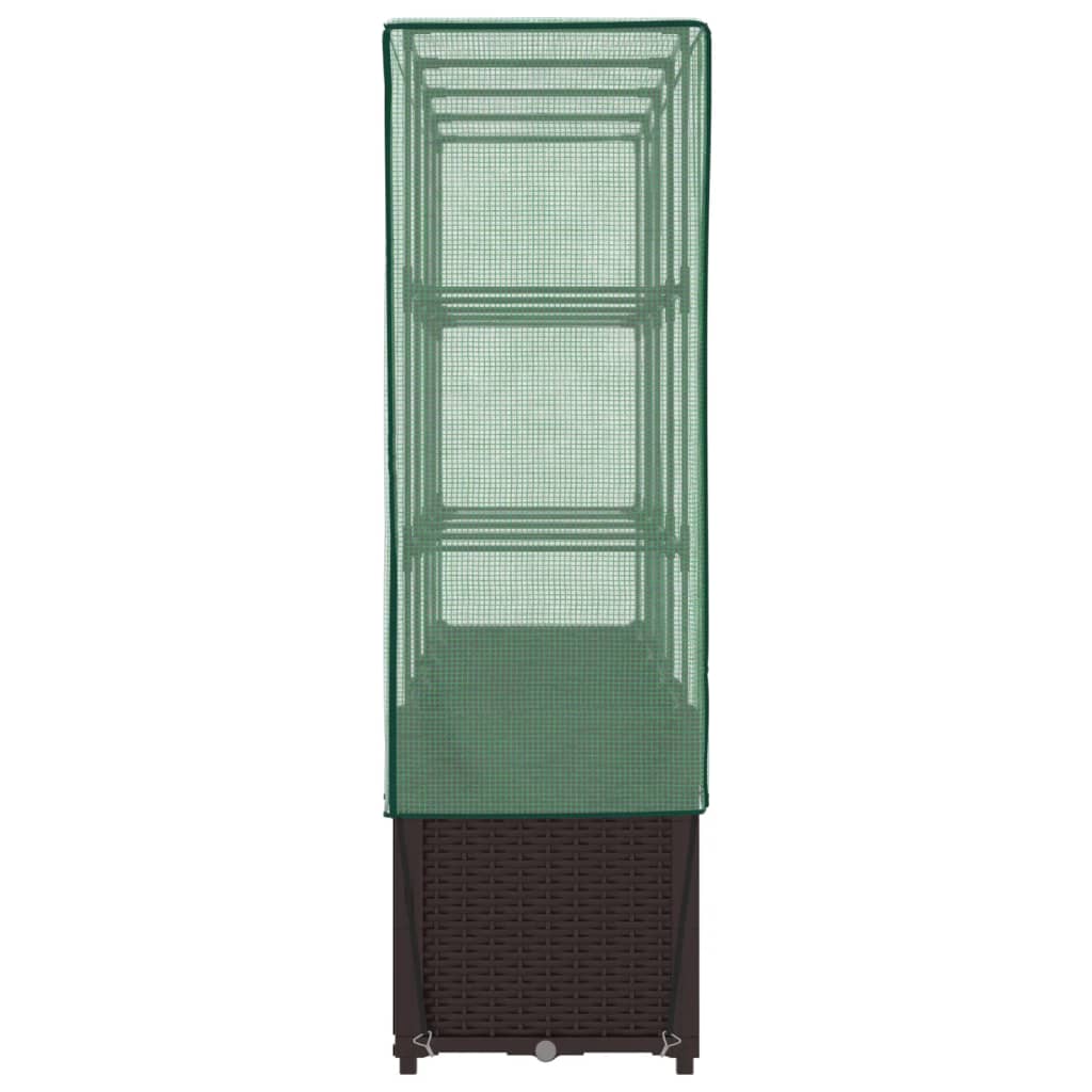højbed med drivhusovertræk 160x40x153 cm rattan-look