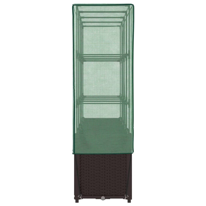 højbed med drivhusovertræk 160x40x153 cm rattan-look