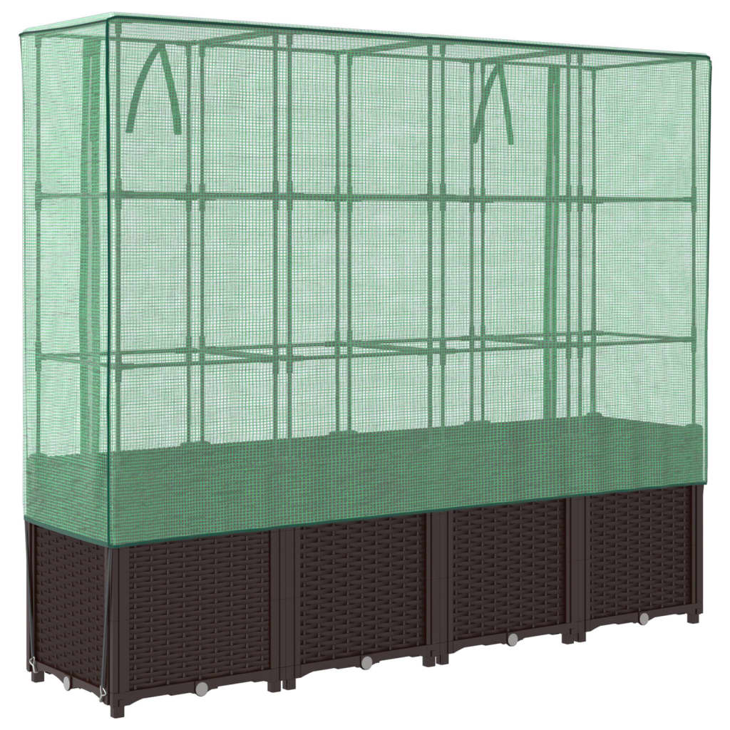 højbed med drivhusovertræk 160x40x153 cm rattan-look