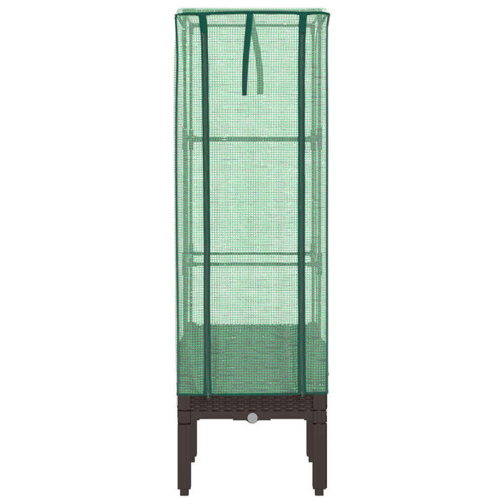 højbed med drivhusovertræk 40x40x140 cm rattan-look