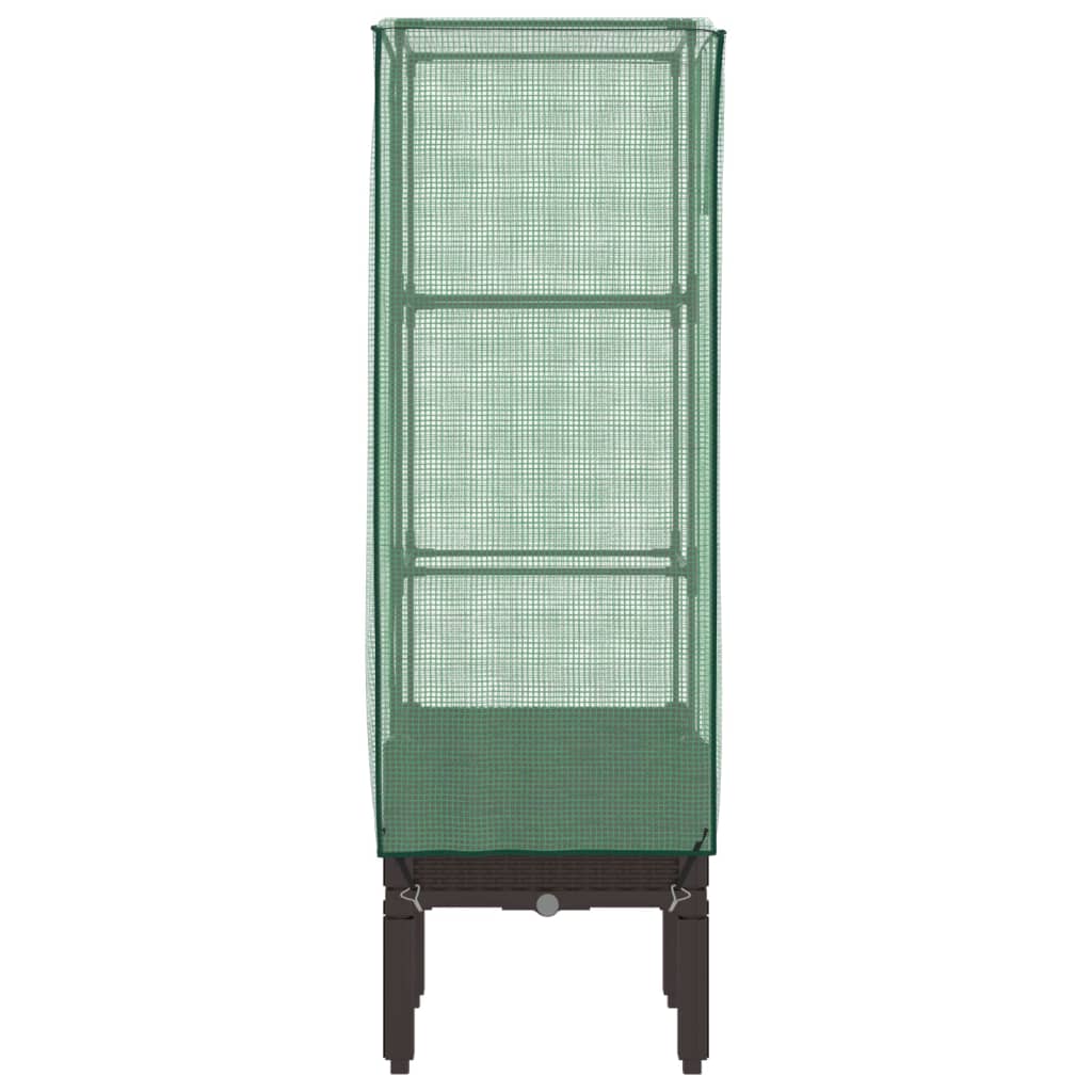 højbed med drivhusovertræk 40x40x140 cm rattan-look