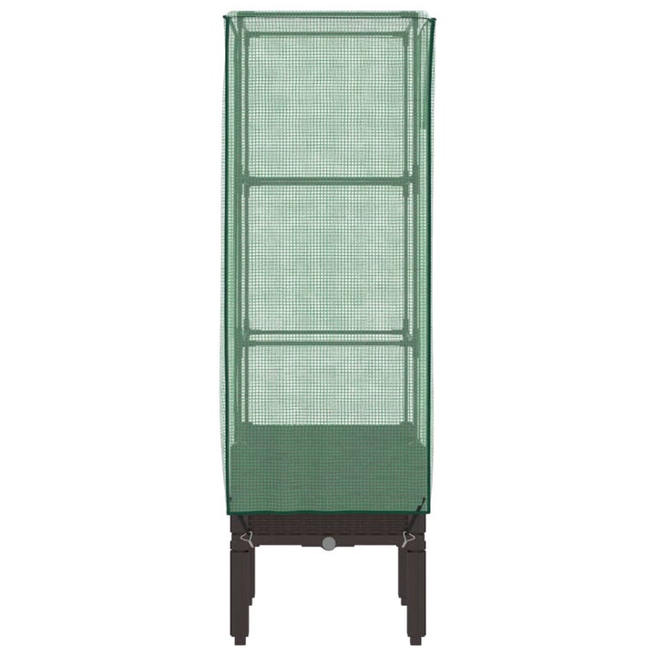 højbed med drivhusovertræk 40x40x140 cm rattan-look
