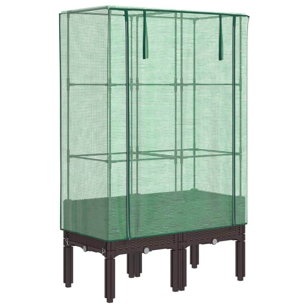 højbed med drivhusovertræk 80x40x140 cm rattan-look