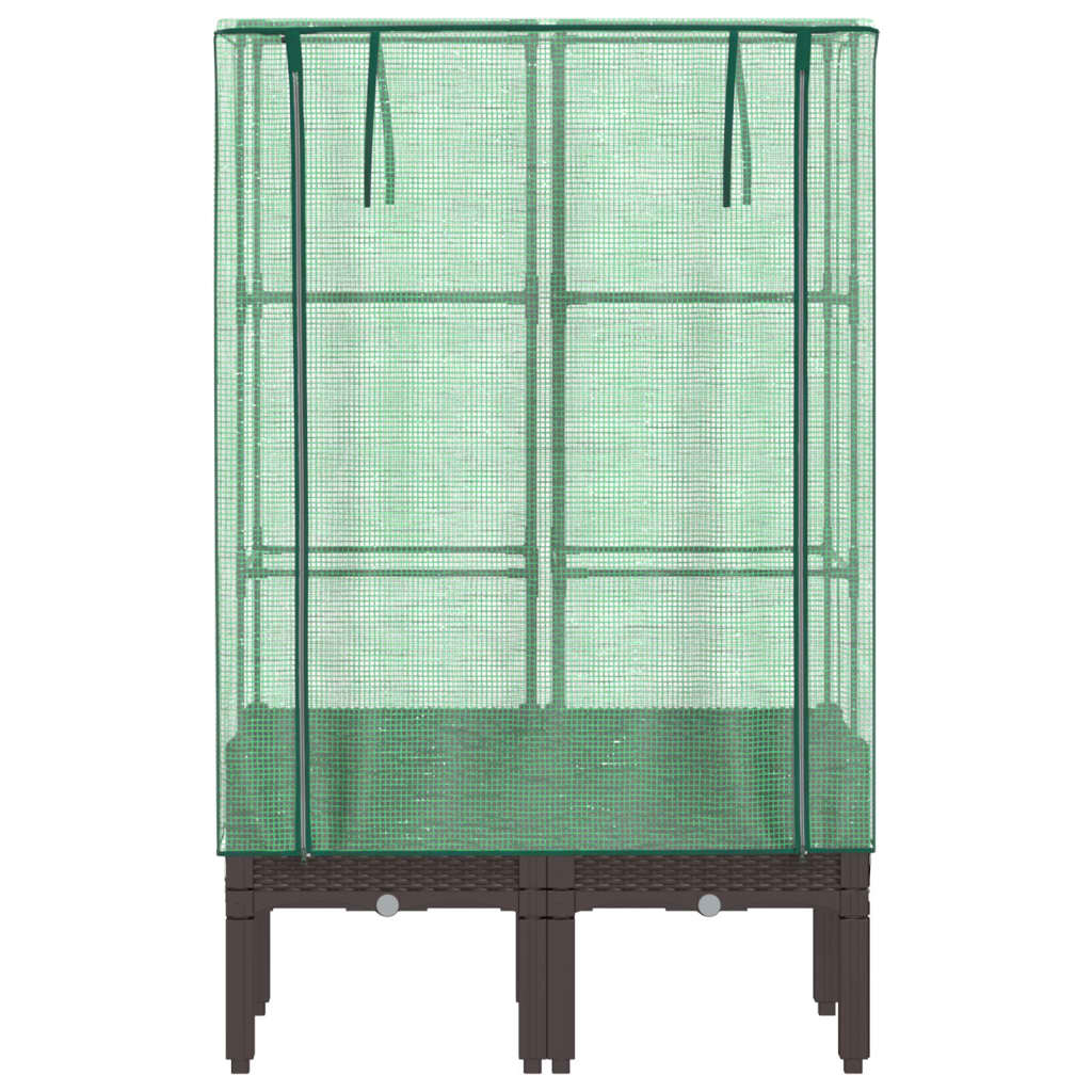 højbed med drivhusovertræk 80x40x140 cm rattan-look