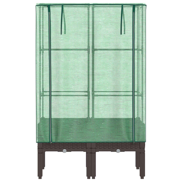 højbed med drivhusovertræk 80x40x140 cm rattan-look