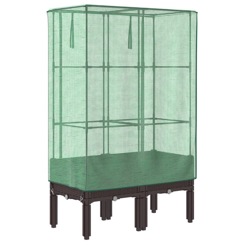 højbed med drivhusovertræk 80x40x140 cm rattan-look