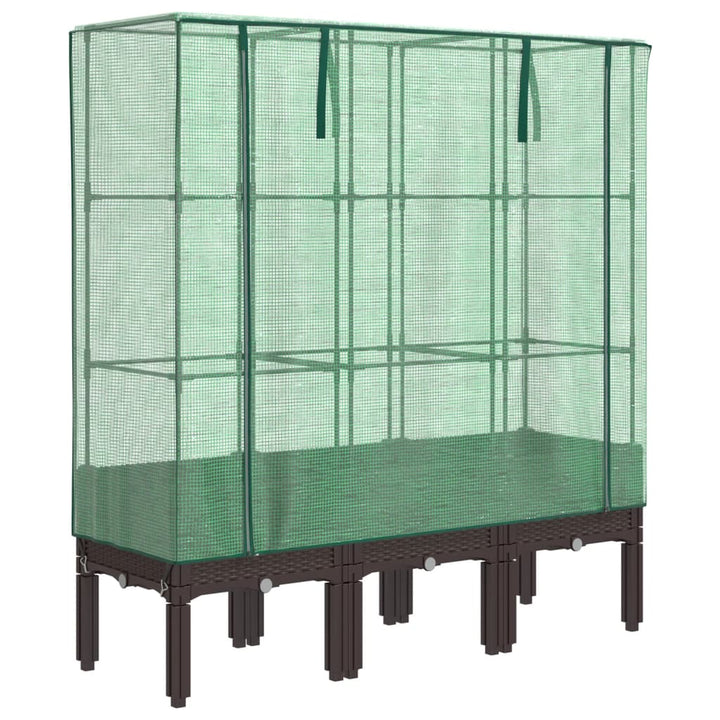 højbed med drivhusovertræk 120x40x140 cm rattan-look