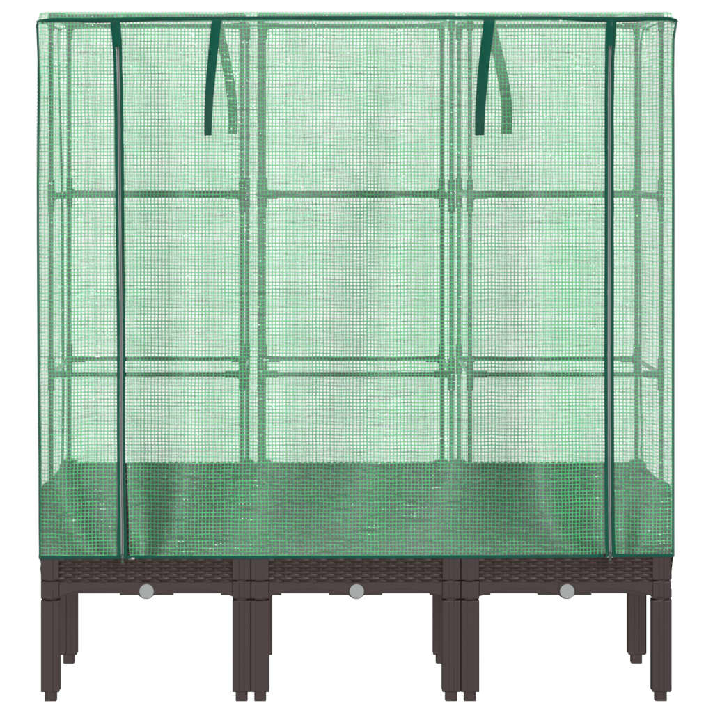 højbed med drivhusovertræk 120x40x140 cm rattan-look