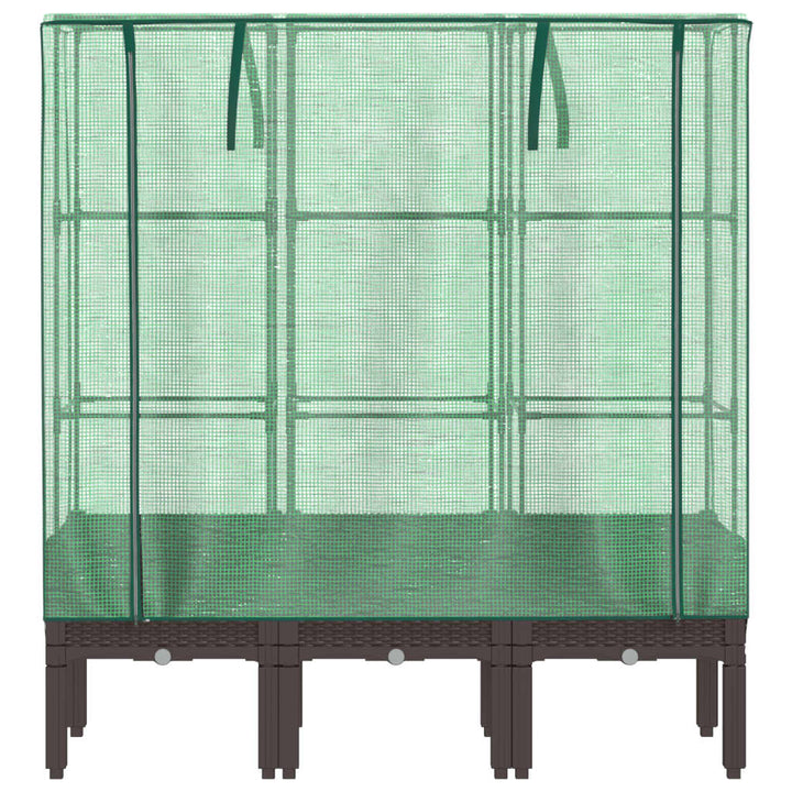 højbed med drivhusovertræk 120x40x140 cm rattan-look