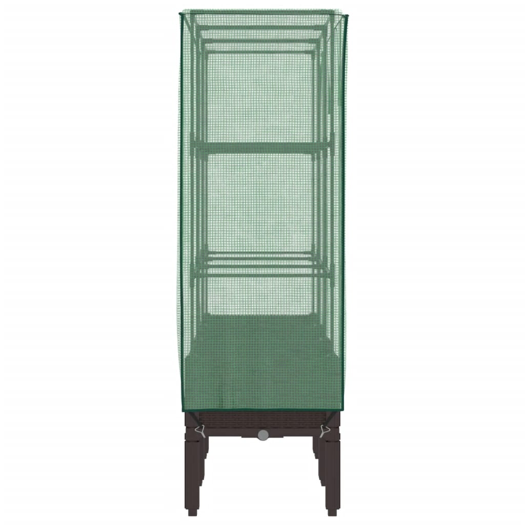 højbed med drivhusovertræk 120x40x140 cm rattan-look