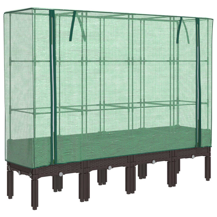 højbed med drivhusovertræk 160x40x140 cm rattan-look