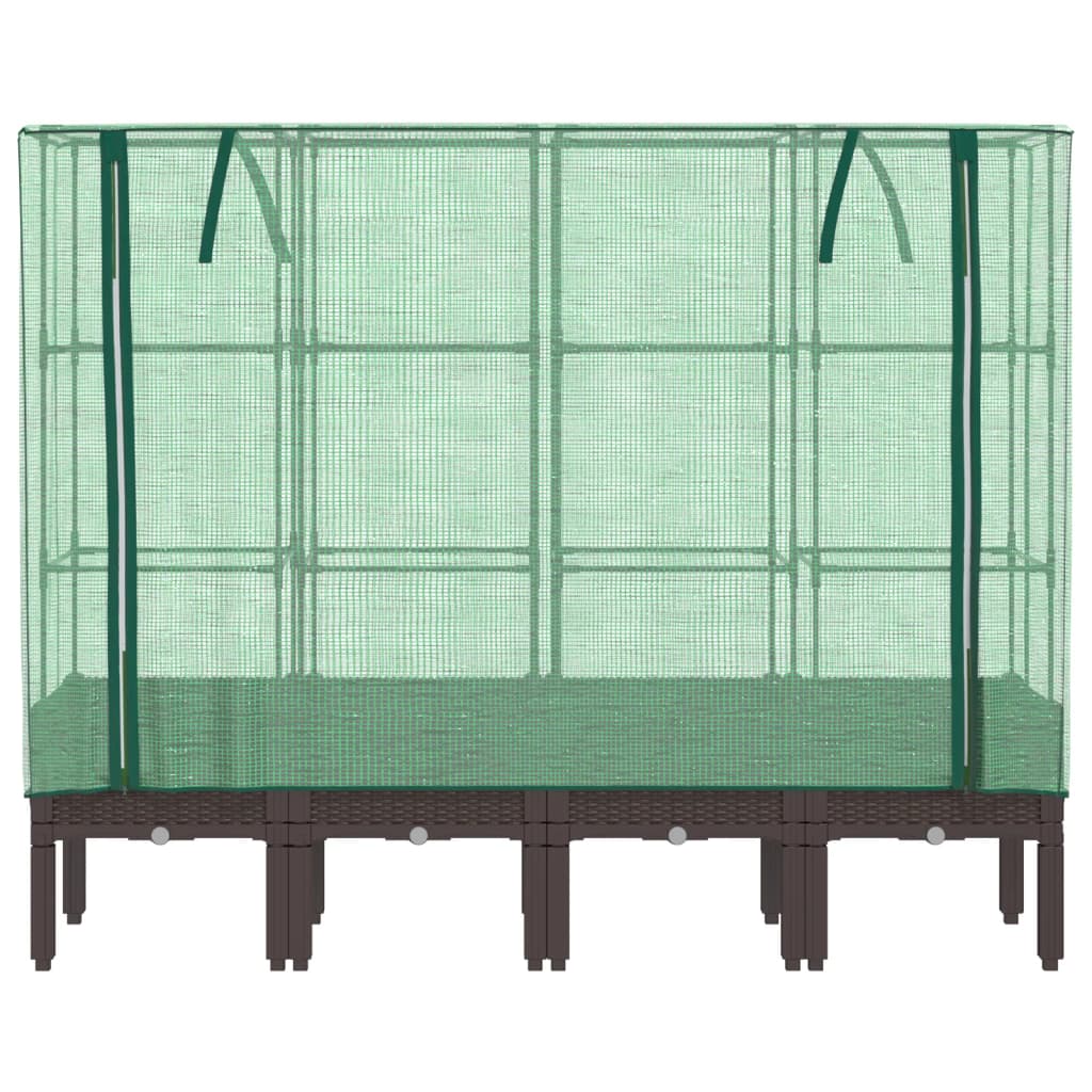 højbed med drivhusovertræk 160x40x140 cm rattan-look