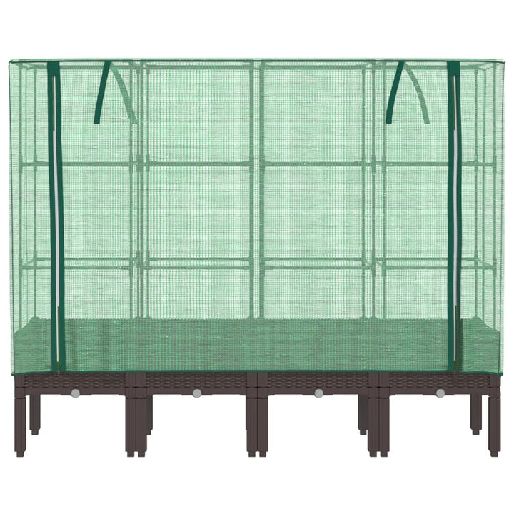 højbed med drivhusovertræk 160x40x140 cm rattan-look