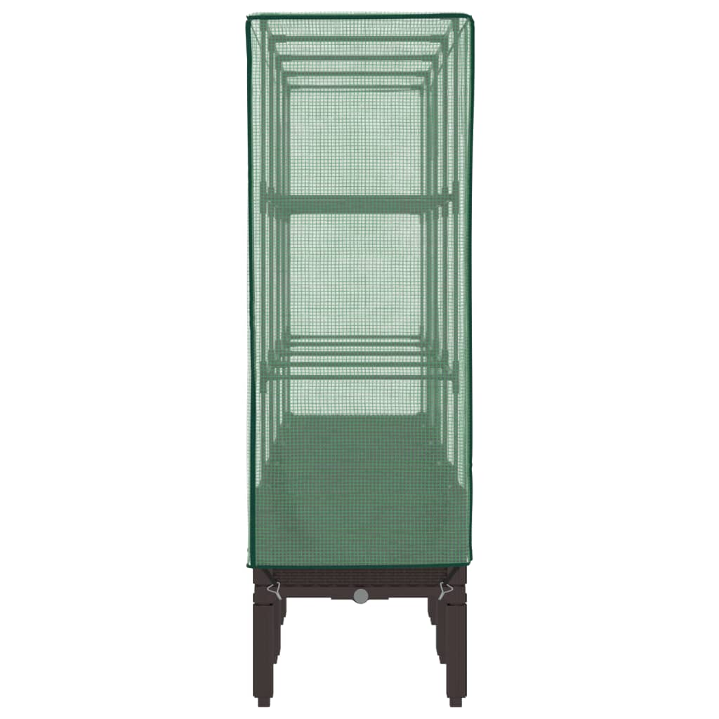 højbed med drivhusovertræk 160x40x140 cm rattan-look