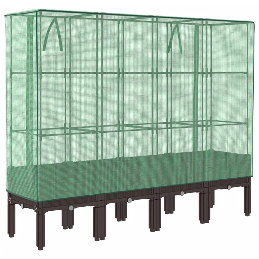 højbed med drivhusovertræk 160x40x140 cm rattan-look
