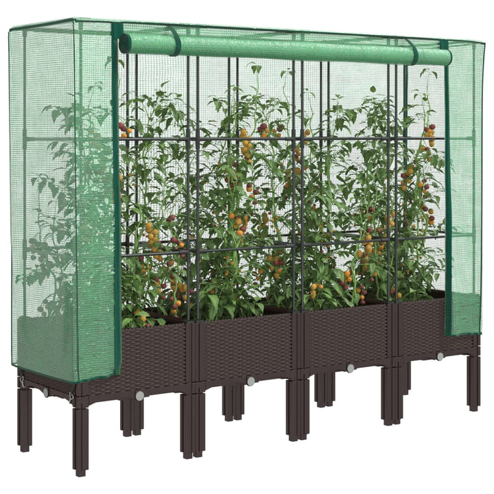 højbed med drivhusovertræk 160x40x140 cm rattan-look