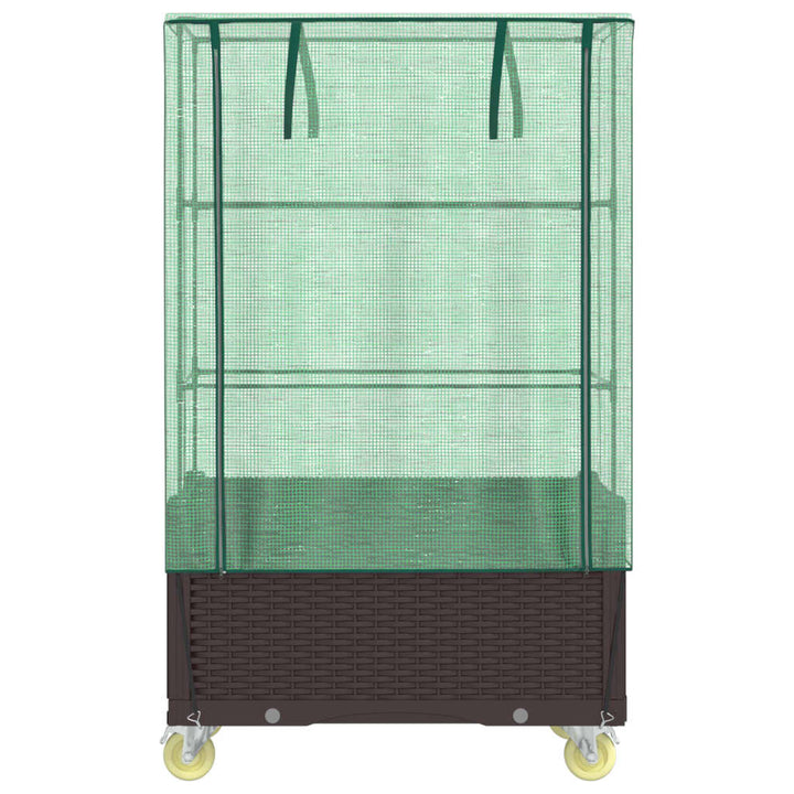 højbed med overtræk og hjul 80x50x182 cm rattan-look
