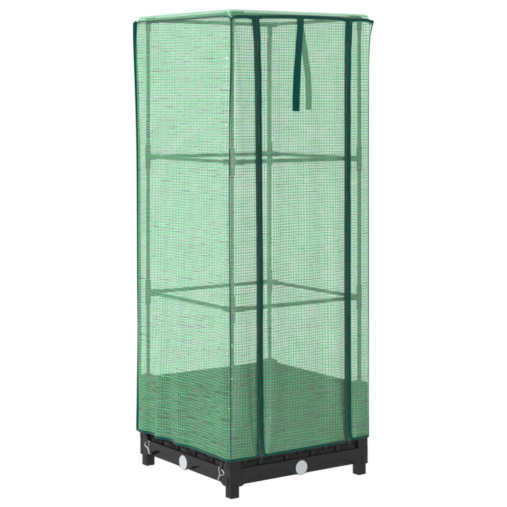 højbed med drivhusovertræk 40x40x123 cm rattan-look