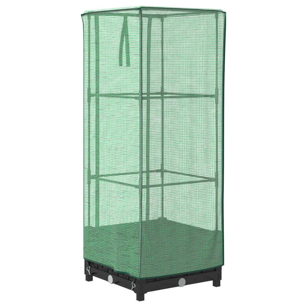 højbed med drivhusovertræk 40x40x123 cm rattan-look