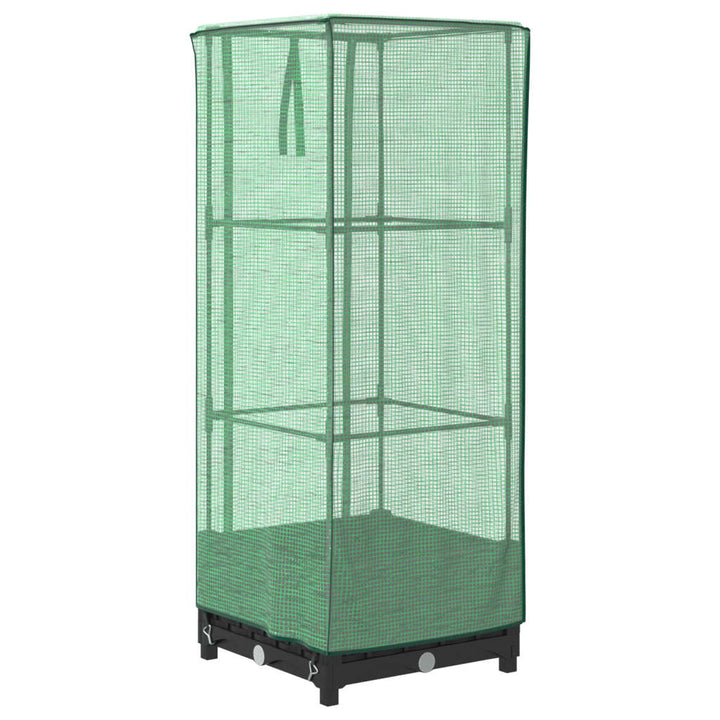 højbed med drivhusovertræk 40x40x123 cm rattan-look
