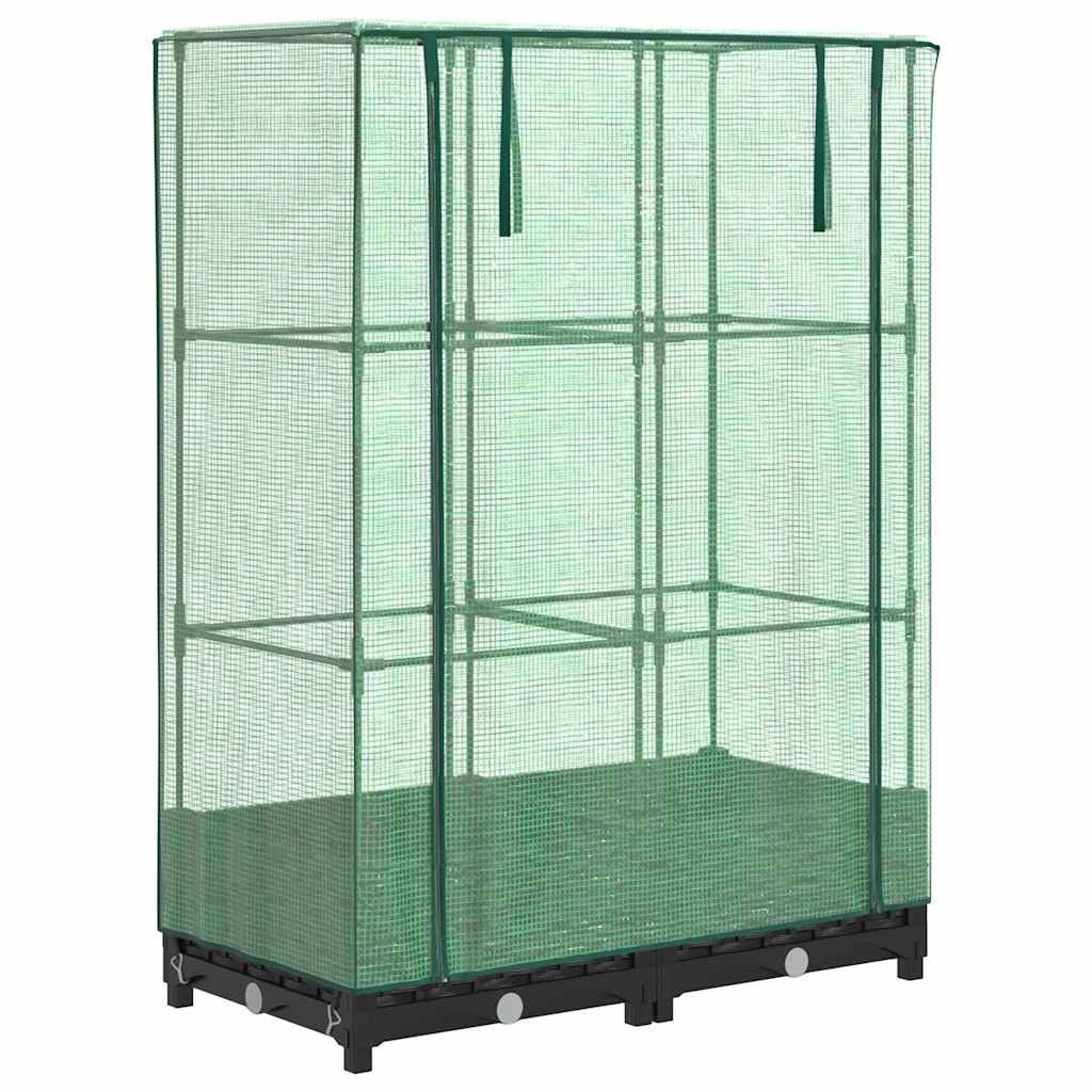 højbed med drivhusovertræk 80x40x123 cm rattan-look