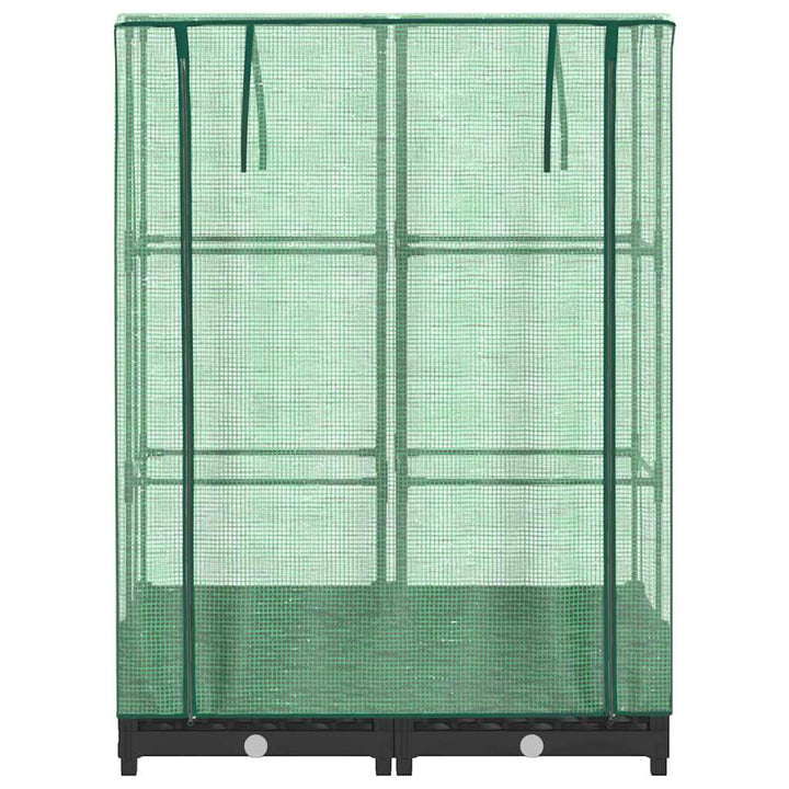 højbed med drivhusovertræk 80x40x123 cm rattan-look
