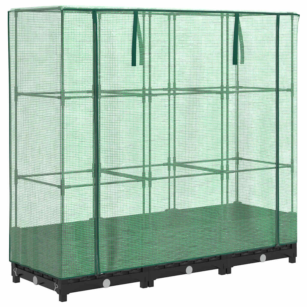 højbed med drivhusovertræk rattan-look 120x40x123 cm