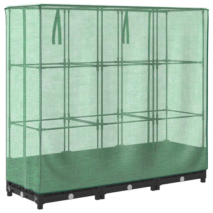 højbed med drivhusovertræk rattan-look 120x40x123 cm