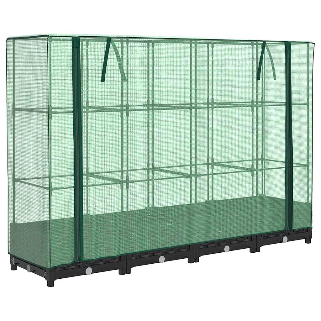 højbed med drivhusovertræk rattan-look 160x40x123 cm