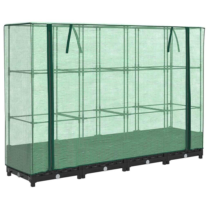 højbed med drivhusovertræk rattan-look 160x40x123 cm