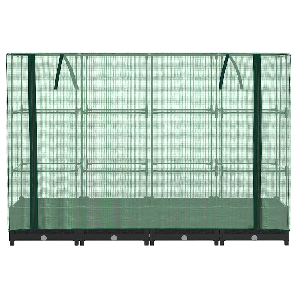 højbed med drivhusovertræk rattan-look 160x40x123 cm