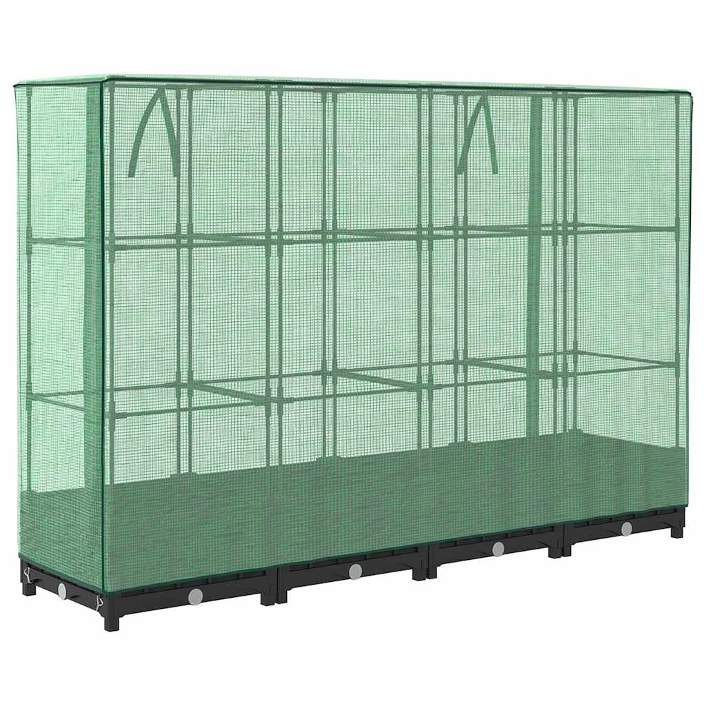 højbed med drivhusovertræk rattan-look 160x40x123 cm
