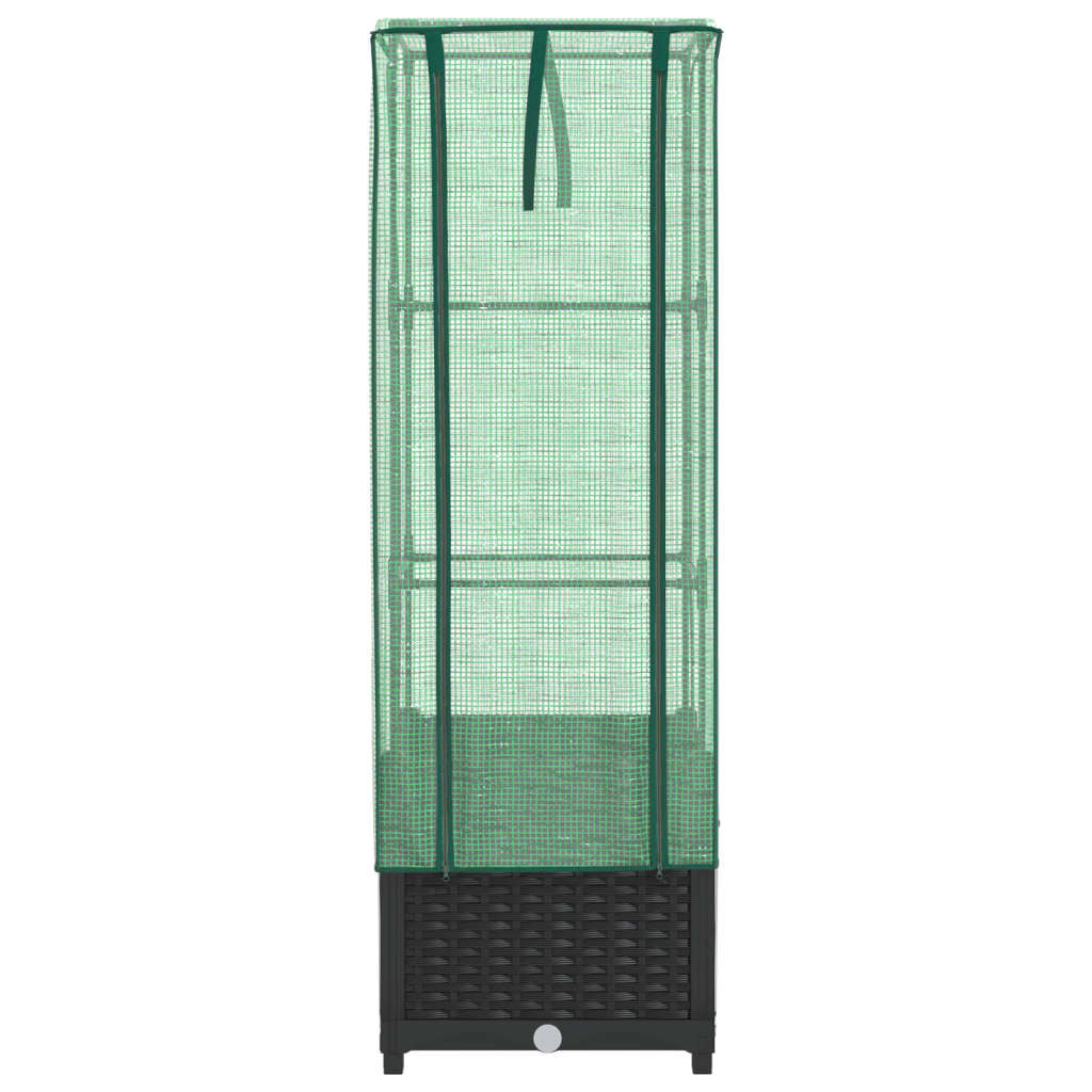 højbed med drivhusovertræk 40x40x139 cm rattan-look