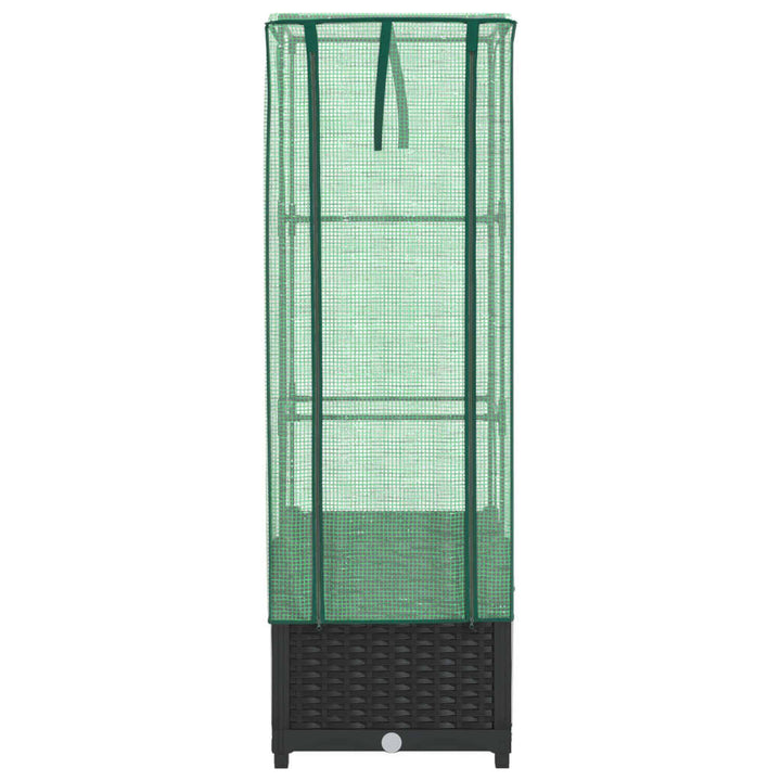 højbed med drivhusovertræk 40x40x139 cm rattan-look