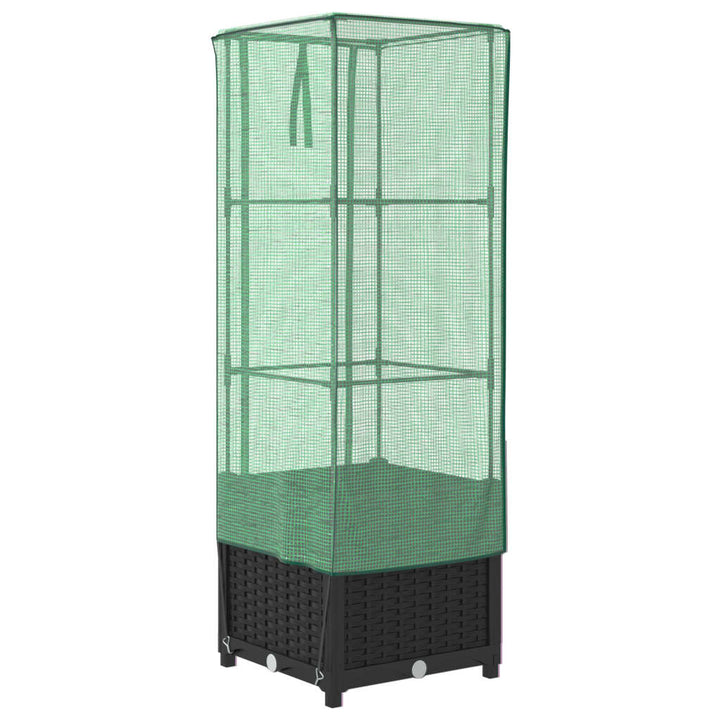 højbed med drivhusovertræk 40x40x139 cm rattan-look