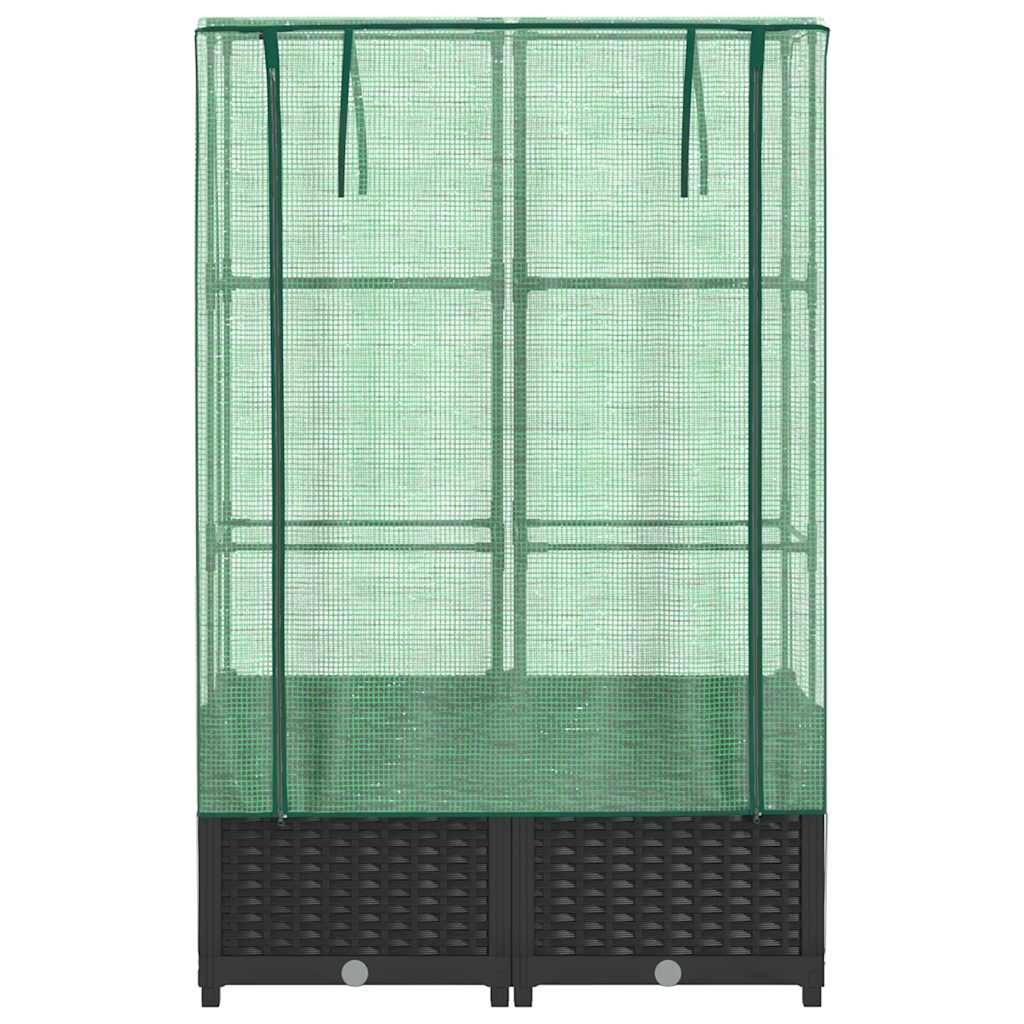 højbed med drivhusovertræk 80x40x138 cm rattan-look