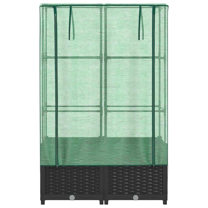 højbed med drivhusovertræk 80x40x138 cm rattan-look